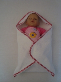 (V) Omslagdoek pop wit/ruitje rood