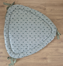 Boxkleed Tripus poplin streep/cactus wit/oudgroen - uni katoen