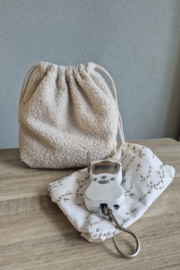 (V) Bewaarzakje unster bouclé lichtbeige