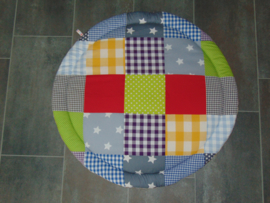 Boxkleed rond patchwork/blokken multi