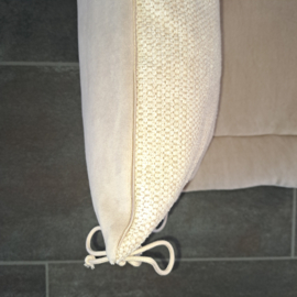 Set boxkleed en boxrand kussens  3-zijdig luxe stof/nicky velours met koordbevestiging