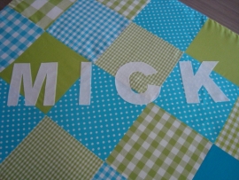 Boxkleed patchwork turquoise/lime Mick