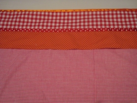 Lakentje ruit/stip oranje/rood/fuchsia