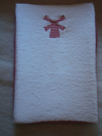 Aankleedkussenhoes wit met molen rood/wit