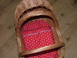 Aankleding poppenwagen rood/roze/zilver