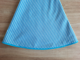 (V) Tafelkleed rond 140 cm geruit 0.4 cm turquoise