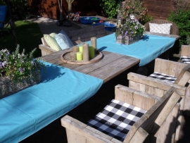 Bekleding steigerhouten tuinmeubelen ruit zwart/wit