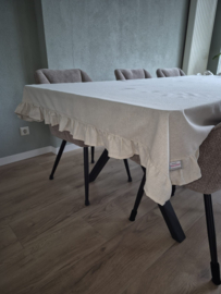 Tafelkleed linnenlook naturel met ruches