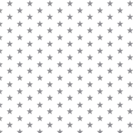 Katoen kleine sterren wit/grijs (113)