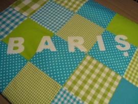 Boxkleed patchwork turquoise/lime Baris