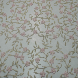 Italiaans kant bloemetjes beige/roze/goud