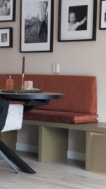 Kussens eetkamerbank velvet structuur roest