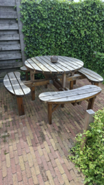 Kussenset ronde picknickbank outdoorstof