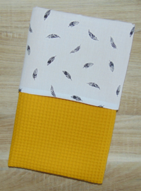 Dekbedovertrek 60 x 80 cm wafelkatoen/poplin veertjes off-white/zwart