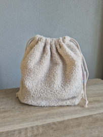 (V) Bewaarzakje unster bouclé lichtbeige