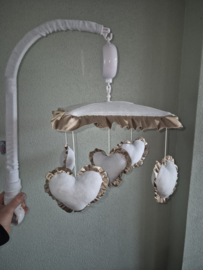 Set bekleding boxmobiel hartjes nicky velours met satijnen ruches