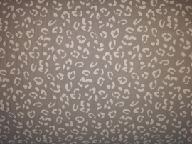 Aanbieding! Hoeslaken rond boxmatras hydrofielstof panterprint lichtgrijs