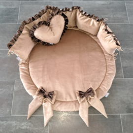 Halve boxrand velours holland velvet goud met ruche bruin