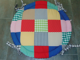Boxkleed rond patchwork/blokken multi