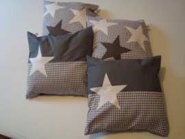 Kinderkamer set patchwork grijs/wit met zilveren sterren