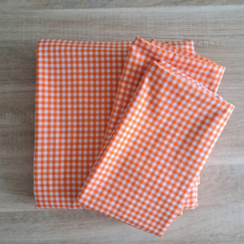 SO Dekbedovertrek bb ruit 5 mm 200 x 200 cm met 2 kussenslopen oranje/wit