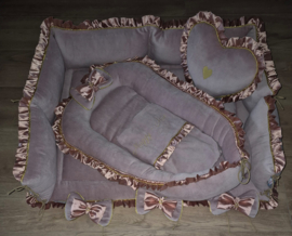 Set Ivy nicky velours met satijnen ruche en gouden biesje