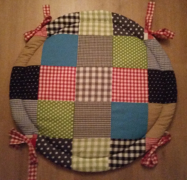 Boxkleed rond patchwork/blokken multi