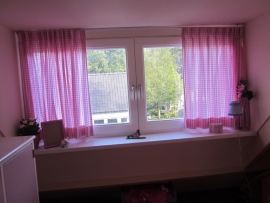 Gordijnen 1 cm ruit roze
