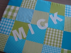 Boxkleed patchwork turquoise/lime Mick