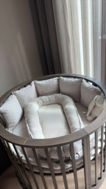 Set rond Laurence luxe stof beige met naam