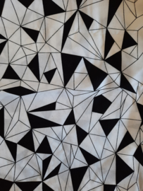 Katoen abstract driehoeken wit/zwart