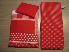 Aankleding poppenwagen rood/wit