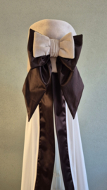 Sluier voor wieg of ledikant voile off-white met bies katoen de luxe en losse band met striklint
