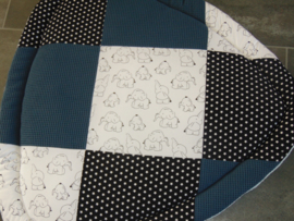Boxkleed Tripus patchwork olifantjes/katoen ster/wafelkatoen