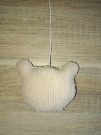 5 berenkopjes rib velours/teddy katoen ecru voor aan de boxmobiel