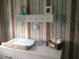 Aankleedkussenhoes met naam mint/beige