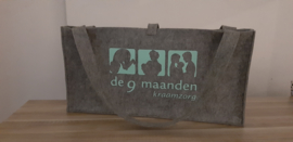 Vilten tas voor babyweegschaal met logo grijs/mint