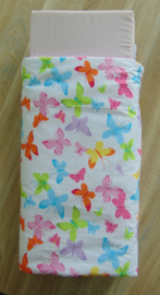 Poppenmatras en dekbed vlinders roze