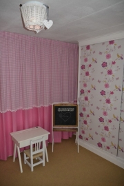 Gordijnen ruit / uni katoen roze