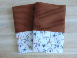 Dekbedovertrek 60 x 80 cm wafelkatoen /poplin giraffe en olifant