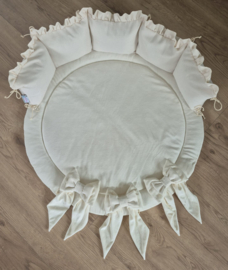 (V) Set rond nicky velours met interieurstof linnenlook off-white