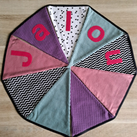 Stoffen slinger met puntvlaggetjes en naam (zelf samenstellen)