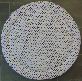 Boxkleed rond wafelkatoen/katoen nop wit/zwart