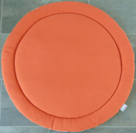 Boxkleed rond wafelkatoen/katoen kleine bloemetjes off-white
