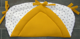 Boxkleed Tripus wafelkatoen/poplin veertjes off-white/zwart