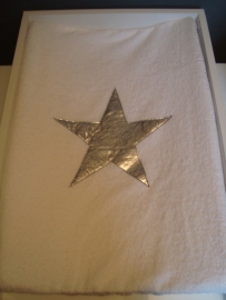 Aankleedkussenhoes wit met zilveren ster