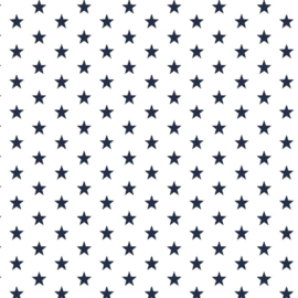 Katoen kleine sterren wit/donkerblauw (102)