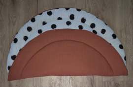 Boxkleed rond wafelkatoen/katoen grote nop wit/zwart