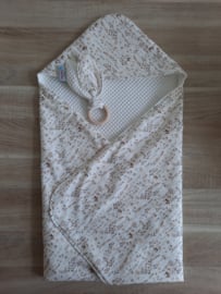 Omslagdoek  wafelkatoen/katoen gedroogde bloemen lichtbruin