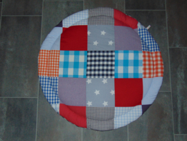 Boxkleed rond patchwork/blokken multi